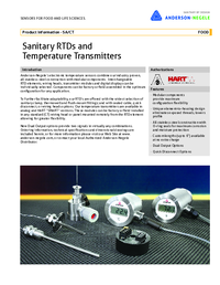Thumbnail of document Data Sheet - SA/CT Modular Sanitary RTDs & Temperature Transmitters